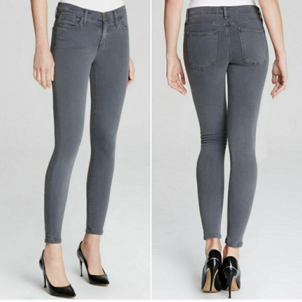 Current/Elliott The Stiletto Skinny Jeans Cropped Mid Rise Gunmetal Grey Size 29